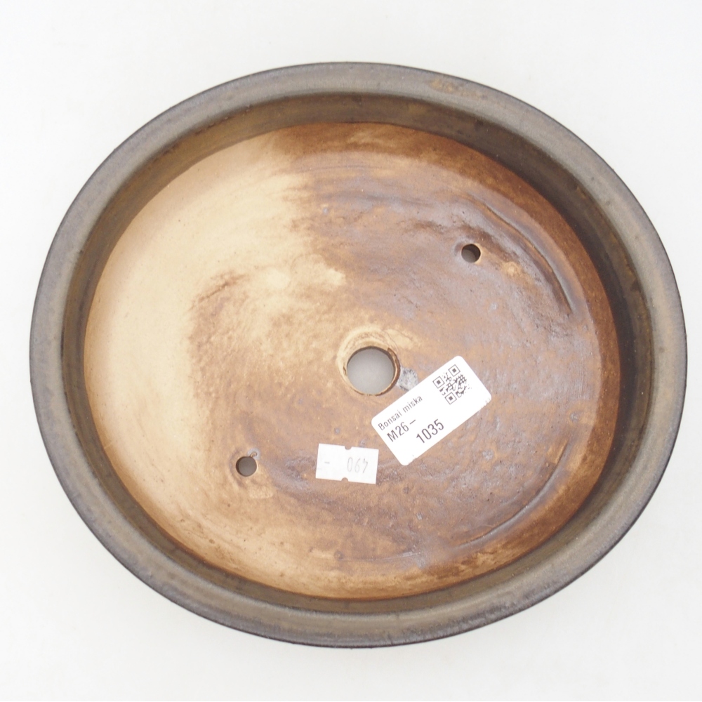 Ceramic bonsai bowl 21 x 19 x 8 cm, brown