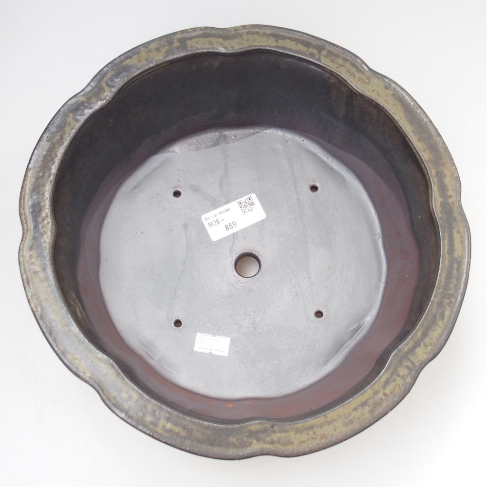 Ceramic bonsai bowl 26,5 x 26,5 x 8 cm, brown