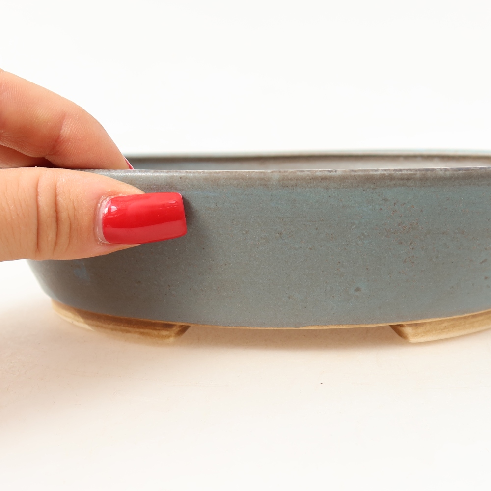 Ceramic bonsai bowl 18,5 x 16,5 x 4,5 cm, colour blue