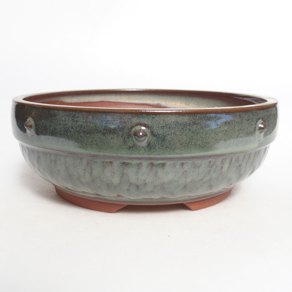Ceramic bonsai bowl 21 x 21 x 7,5 cm, green