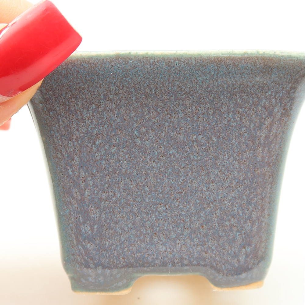 Ceramic bonsai pot, 6.5 x 6.5 x 5 cm, gray