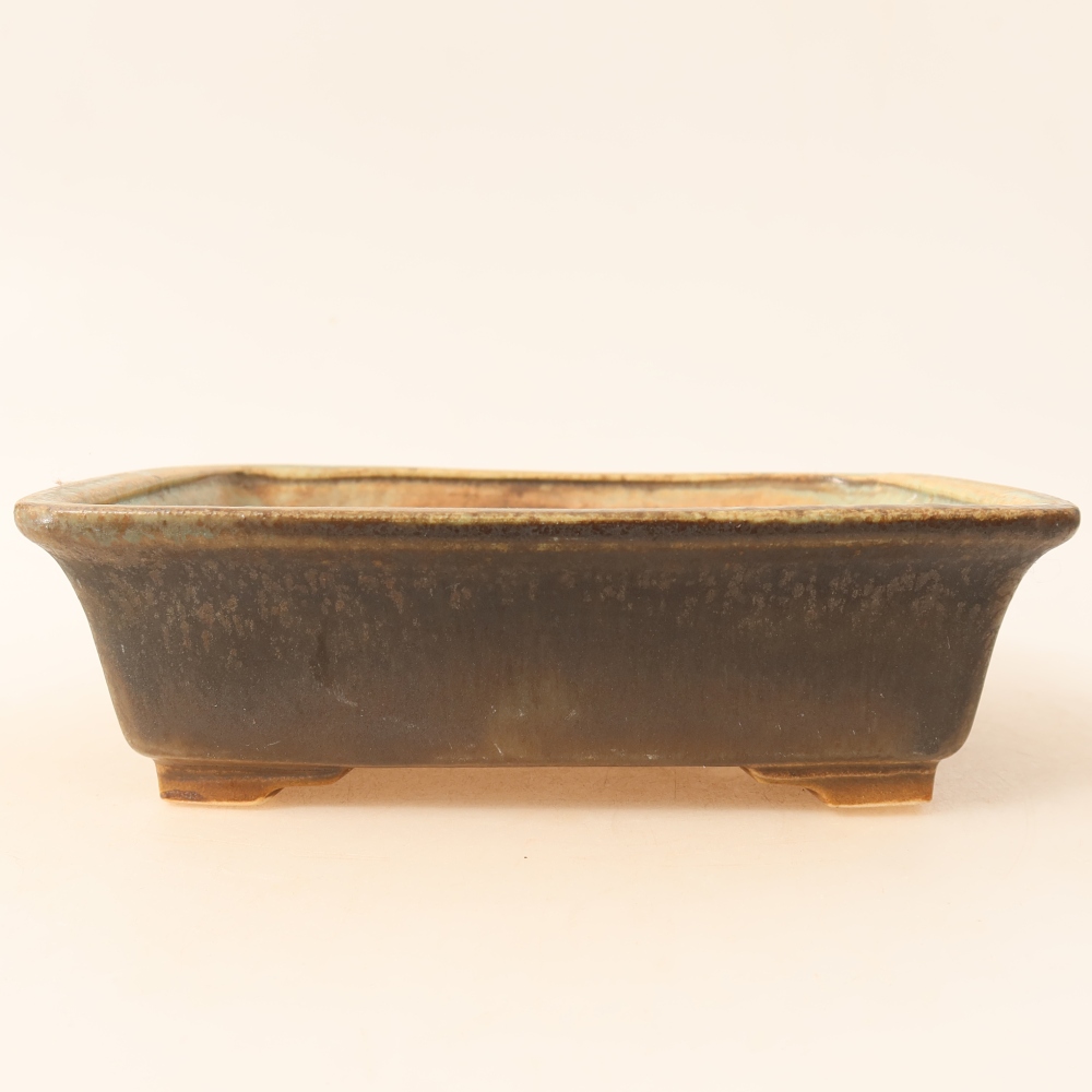 Ceramic bonsai pot, 17.5 x 14.5 x 5 cm, brown