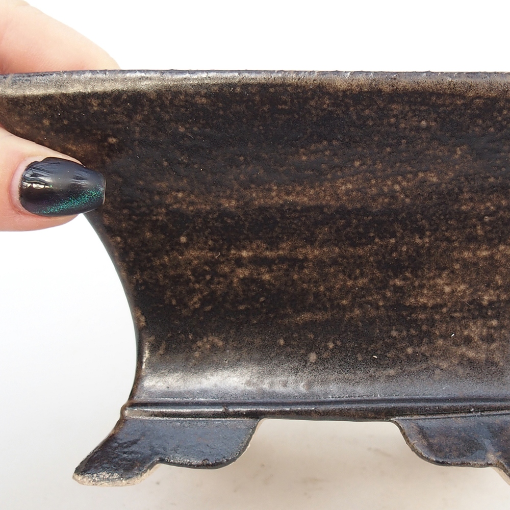 Ceramic bonsai bowl 13 x 13 x 8 cm, brown