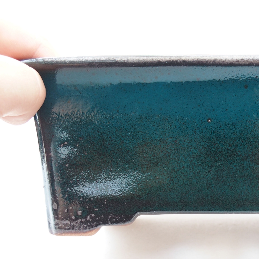 Ceramic bonsai bowl 18 x 14 x 7,5 cm, color green
