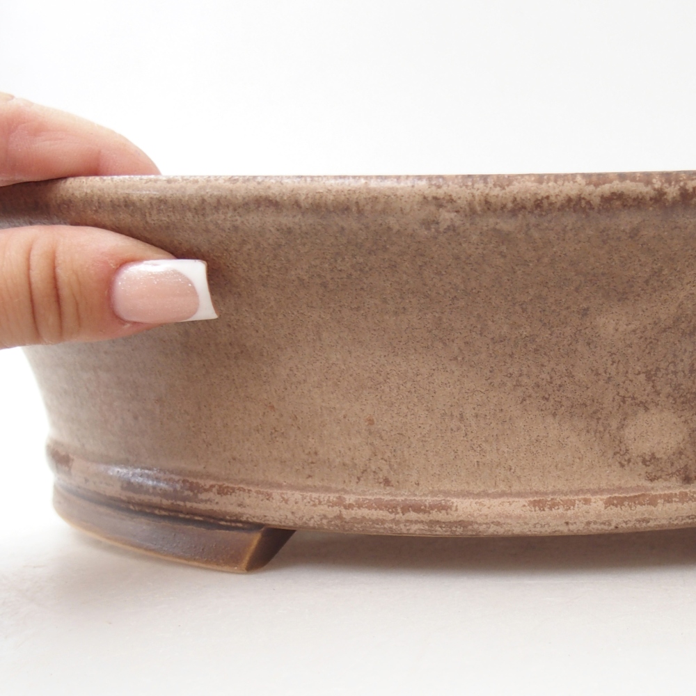 Ceramic bonsai bowl 32 x 29 x 7,5 cm, colour beige