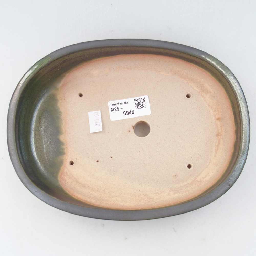 Ceramic bonsai bowl 22 x 16,5 x 4,5 cm, green