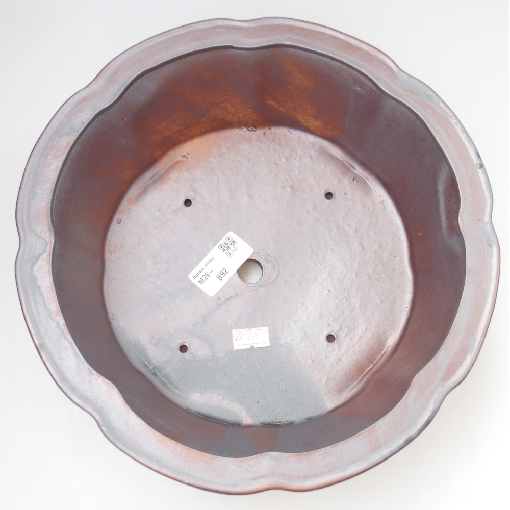 Ceramic bonsai bowl 26,5 x 26,5 x 8 cm, metal colour