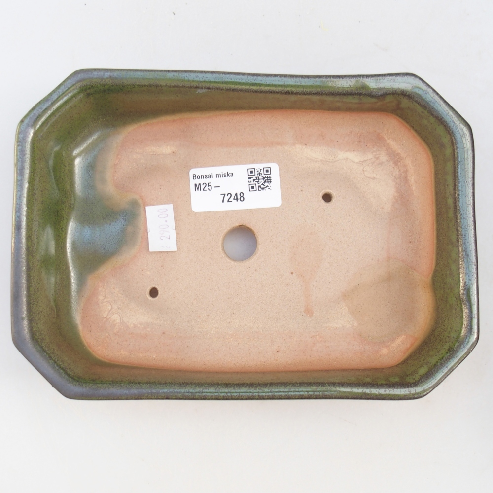 Ceramic bonsai bowl 19 x 13 x 4 cm, green
