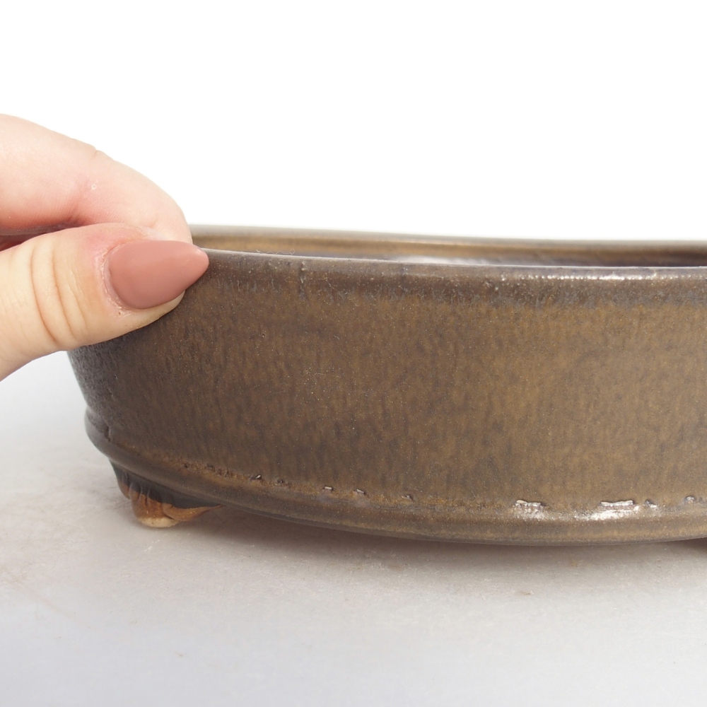 Ceramic bonsai bowl 21 x 21 x 6 cm, brown