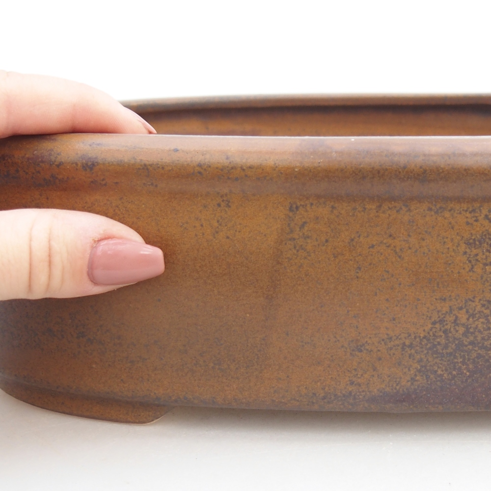 Ceramic bonsai bowl 31,5 x 25 x 8 cm, brown