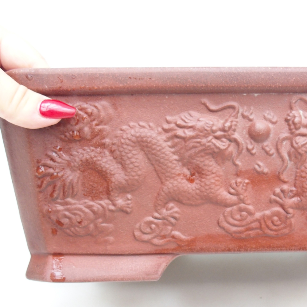 Ceramic bonsai bowl 32,5 x 22,5 x 11,5 cm, brown