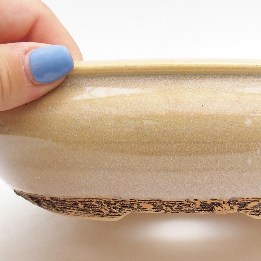 Ceramic bonsai pot 18.5 x 18.5 x 5.5 cm, green
