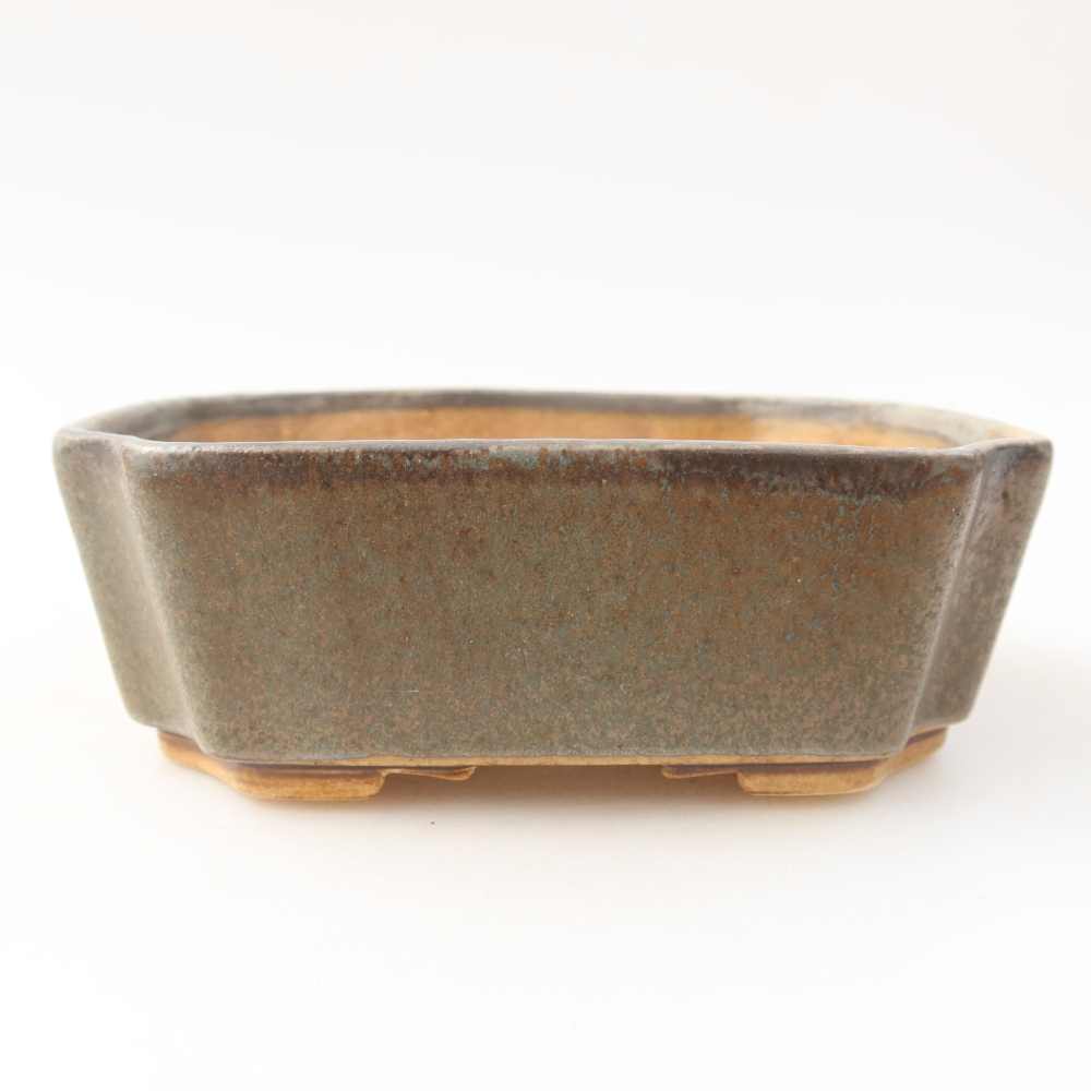 Ceramic bonsai pot, 14 x 11.5 x 4.5 cm, green