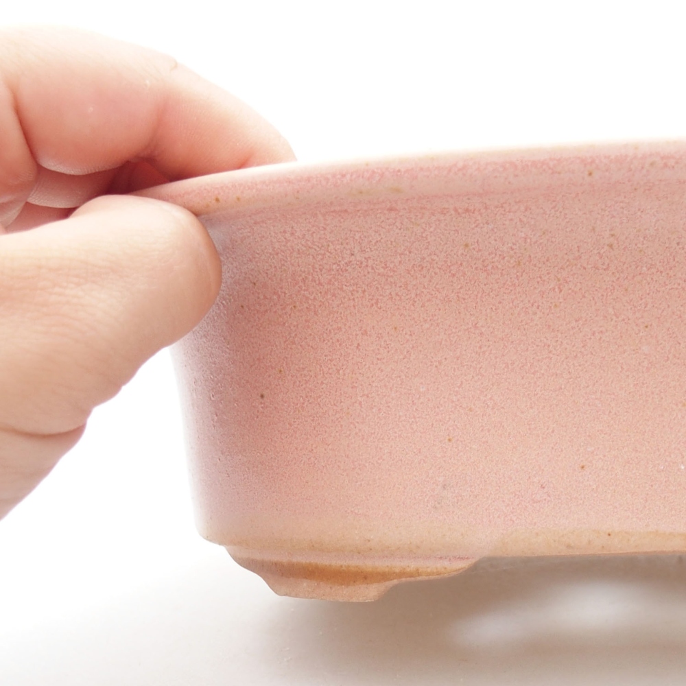 Ceramic bonsai bowl 19,5 x 16 x 6,5 cm, color pink
