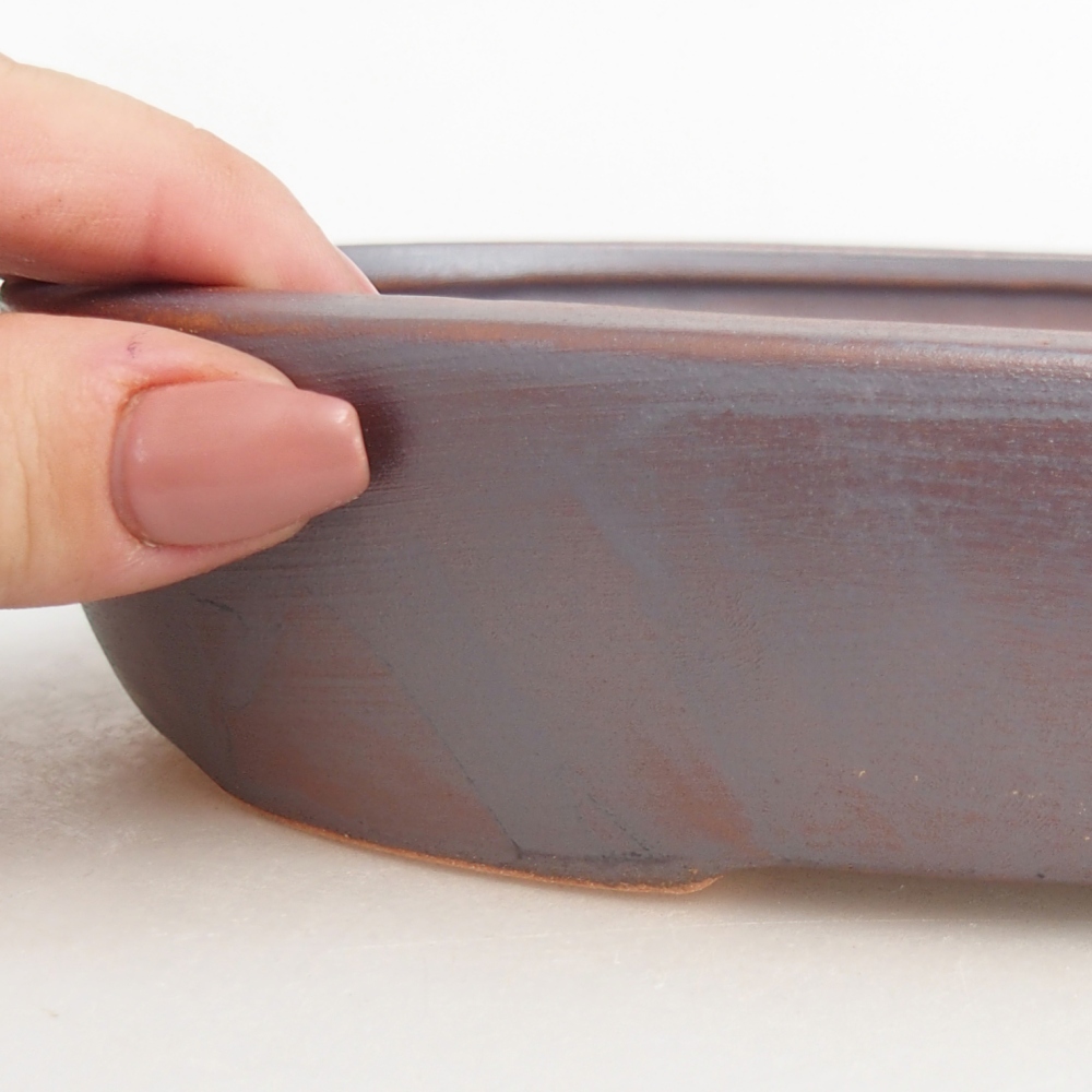 Ceramic bonsai bowl 22 x 17 x 4 cm, metal colour