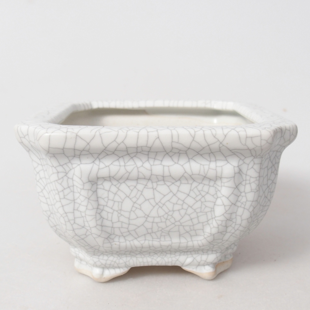 Ceramic bonsai bowl 11 x 11 x 7 cm, raku colour