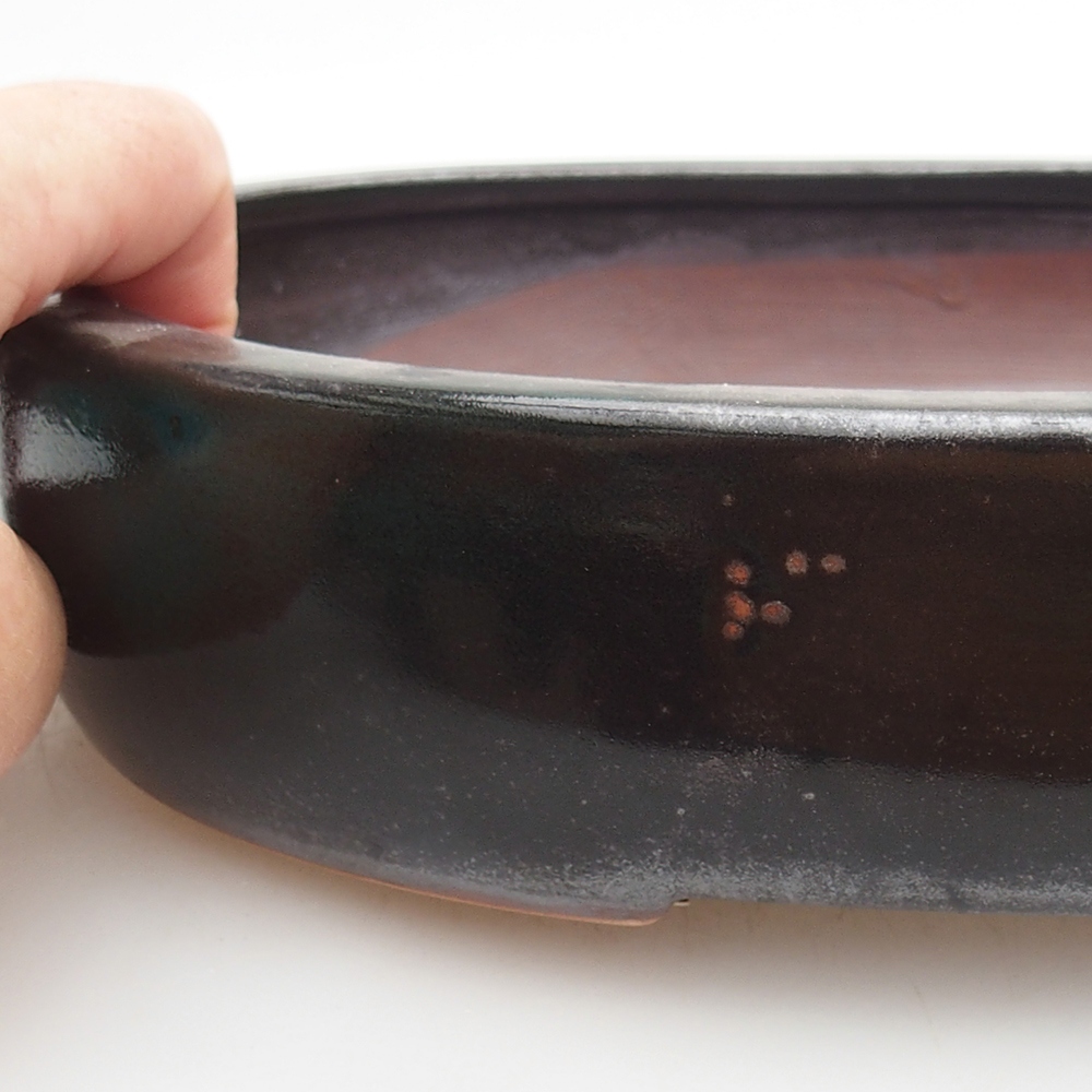 Ceramic bonsai bowl 26 x 20 x 5 cm, green