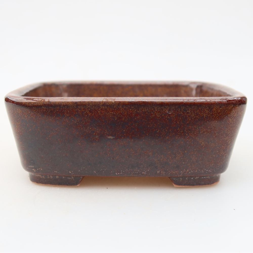 Ceramic bonsai pot, 10 x 8 x 3.5 cm, brown