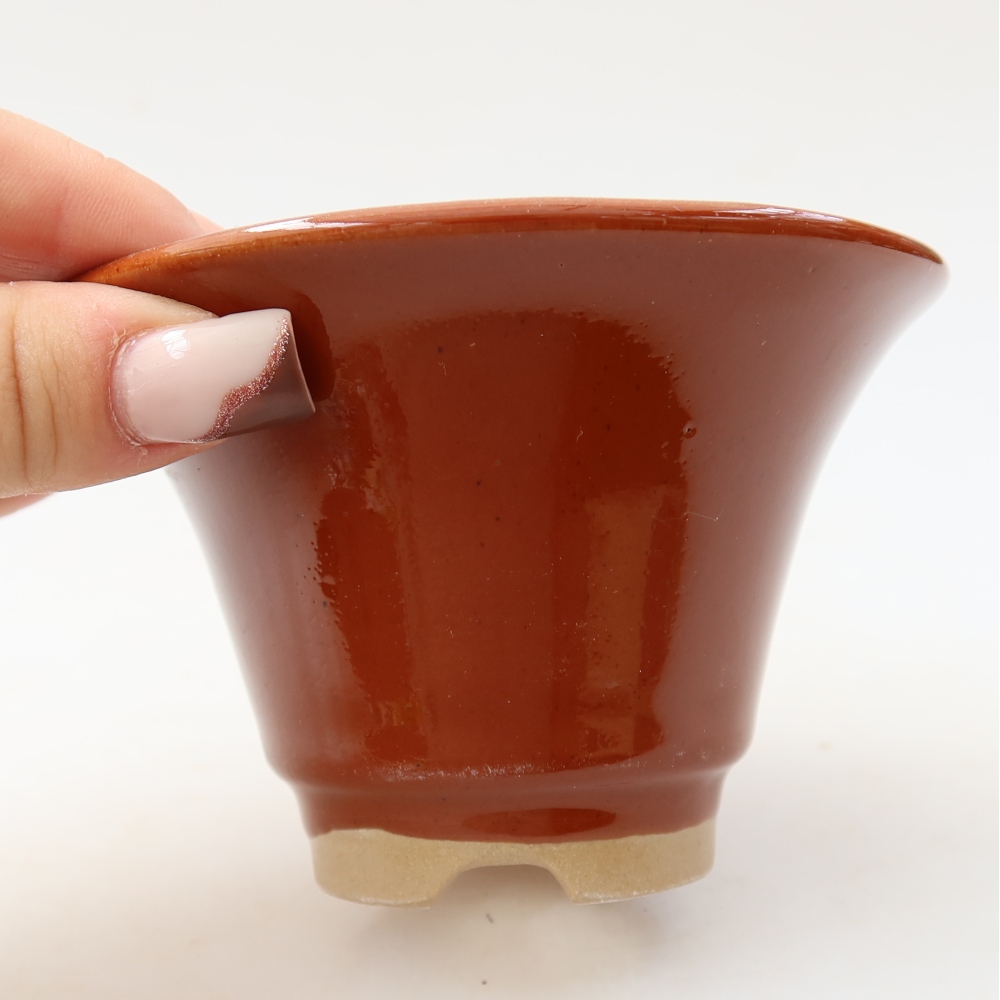 Ceramic bonsai pot, 10.5 x 10.5 x 7 cm, brown