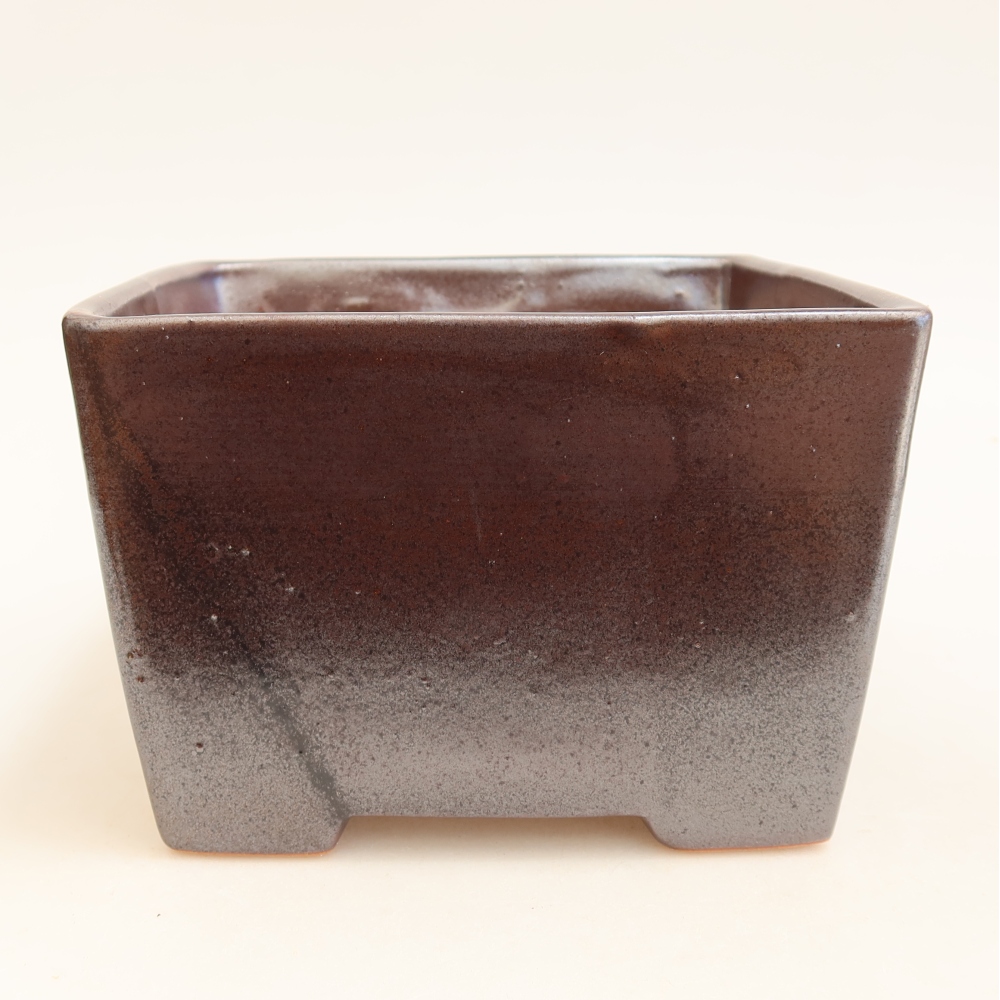 Ceramic bonsai bowl 15 x 15 x 10,5 cm, metal colour