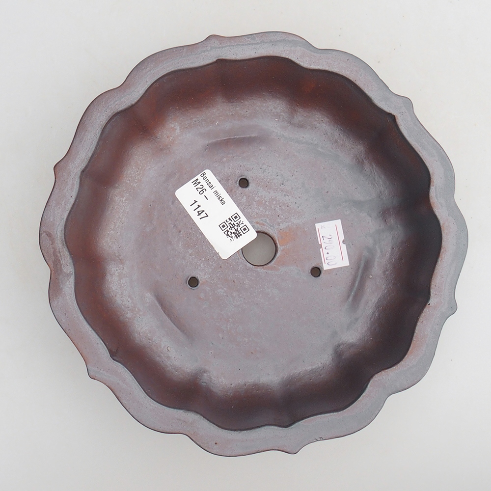 Ceramic bonsai bowl 18 x 18 x 4,5 cm, metal colour