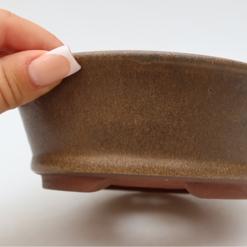 Ceramic bonsai pot, 15.5 x 15.5 x 5.5 cm, brown