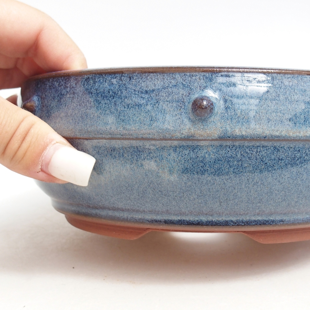 Ceramic bonsai bowl 17,5 x 17,5 x 6 cm, colour blue