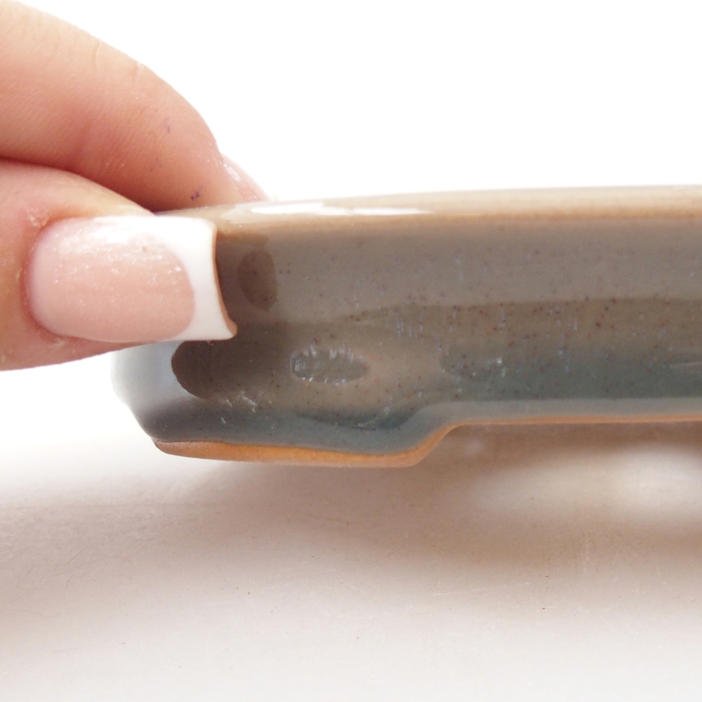 Ceramic bonsai bowl 12,5 x 10,5 x 2 cm, grey