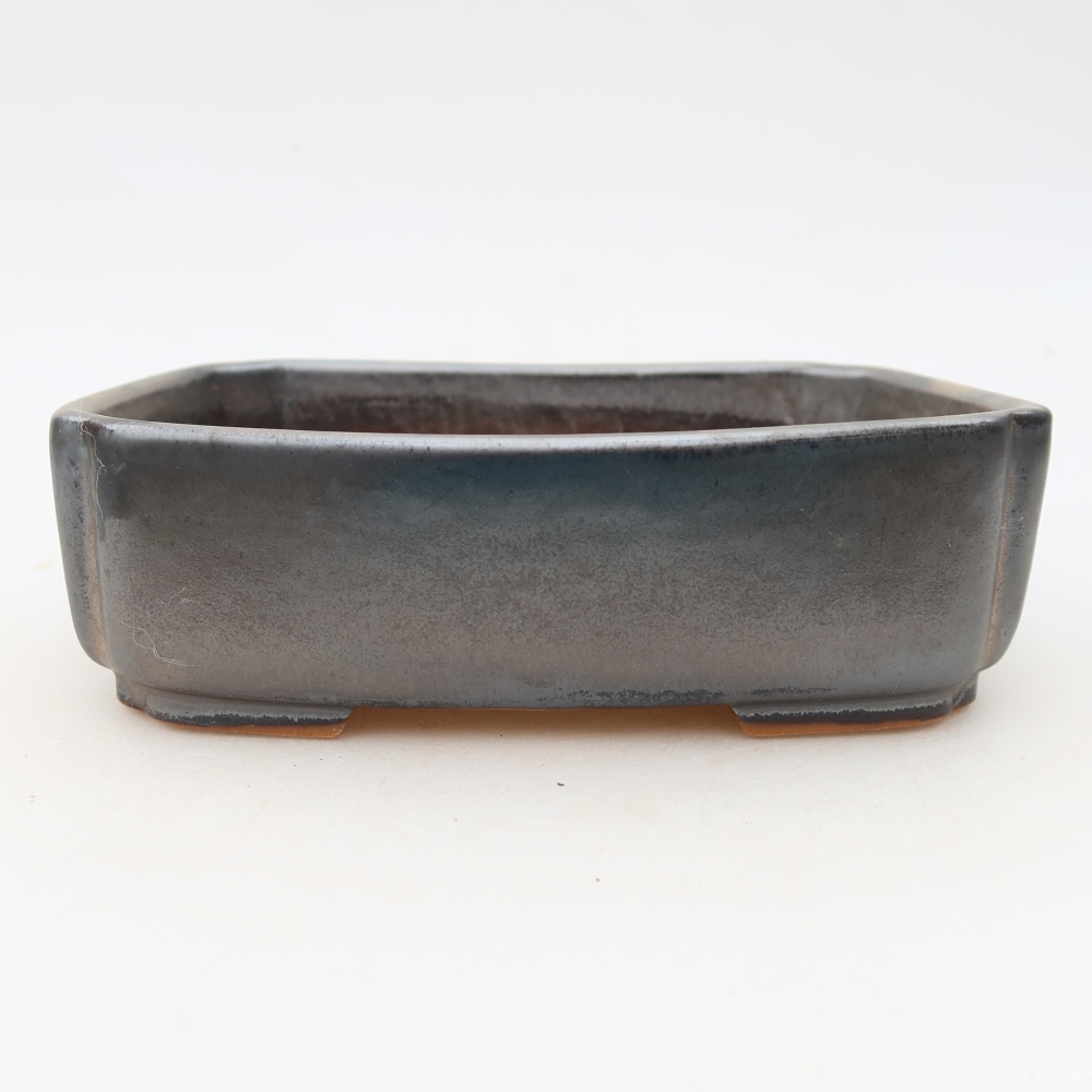 Ceramic bonsai pot, 15 x 12.5 x 4.5 cm, metallic color