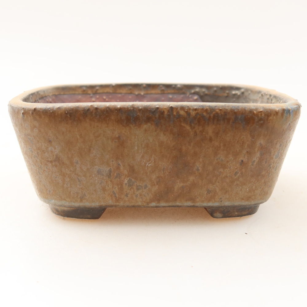 Ceramic bonsai pot, 10 x 8.5 x 4 cm, brown
