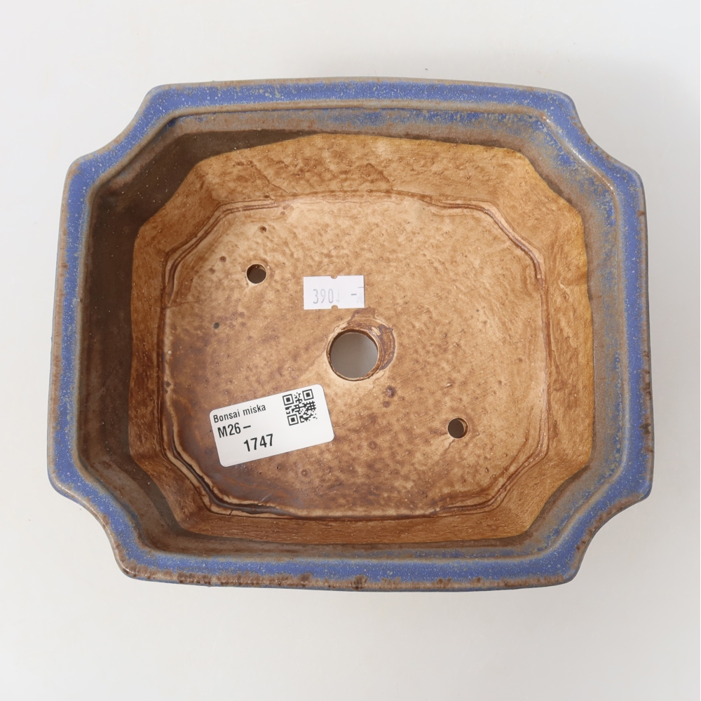 Ceramic bonsai pot, 18 x 15 x 6 cm, blue