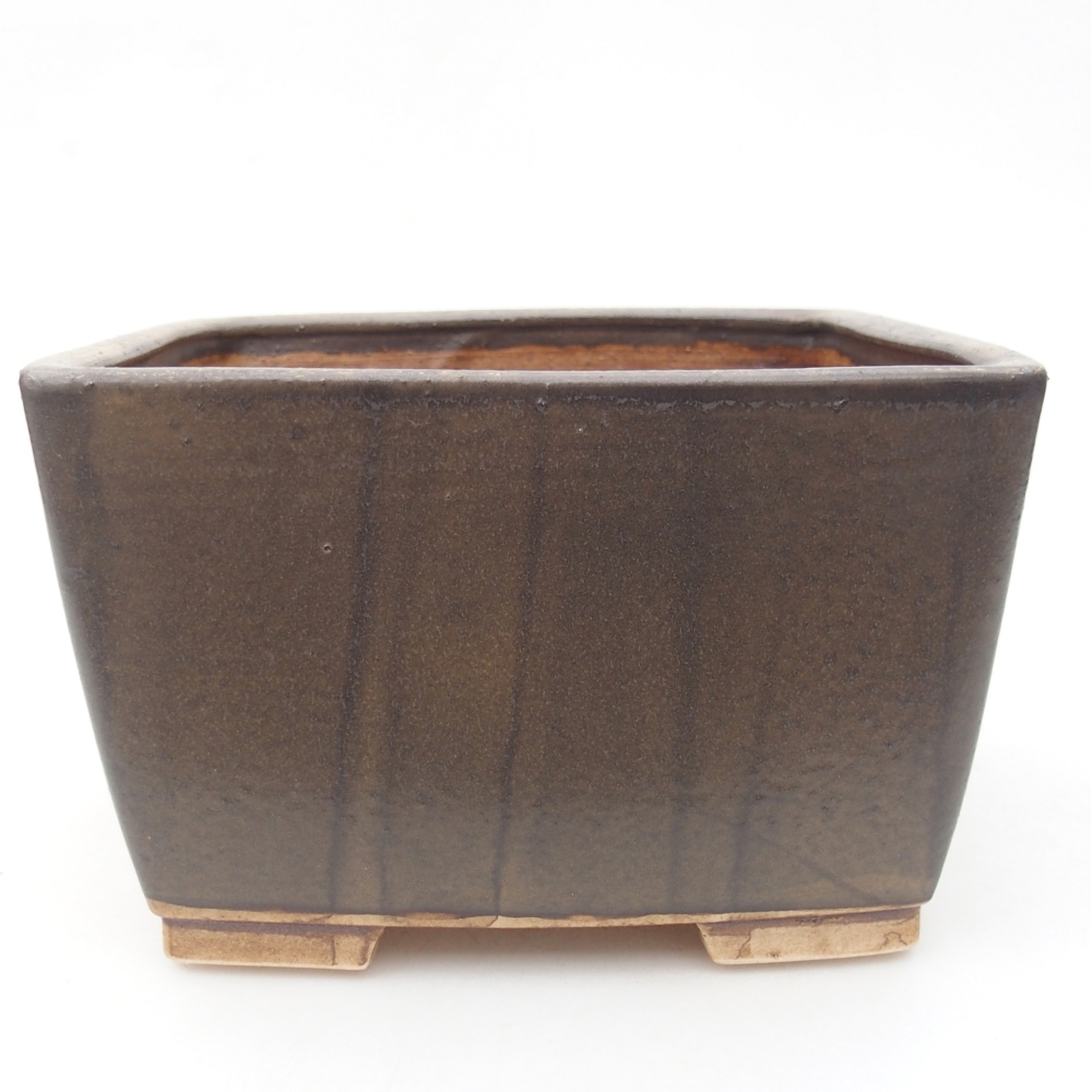 Ceramic bonsai bowl 16 x 16 x 10 cm, brown