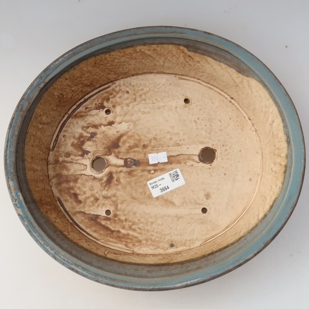 Ceramic bonsai pot, 31 x 28.5 x 7 cm, blue