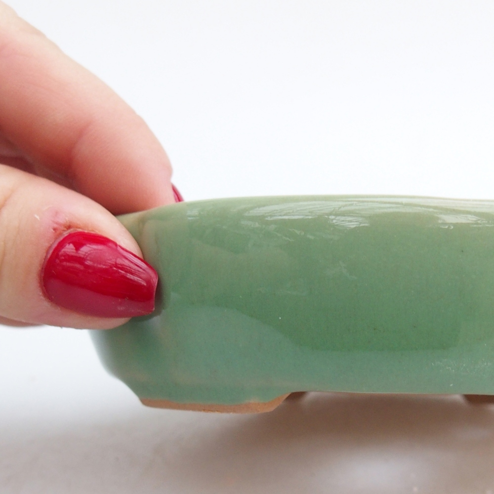 Ceramic bonsai bowl 11 x 11 x 3 cm, green
