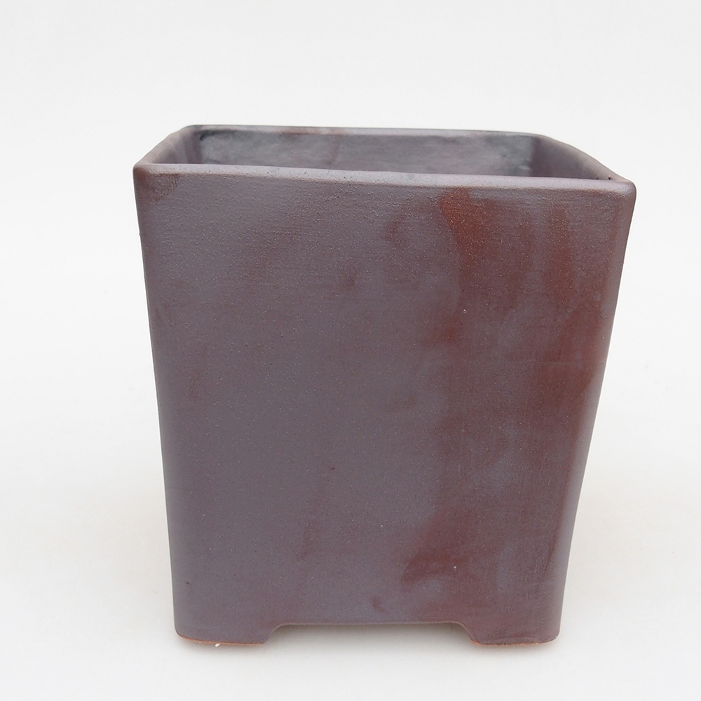 Ceramic bonsai bowl 13 x 13 x 13 cm, metal colour