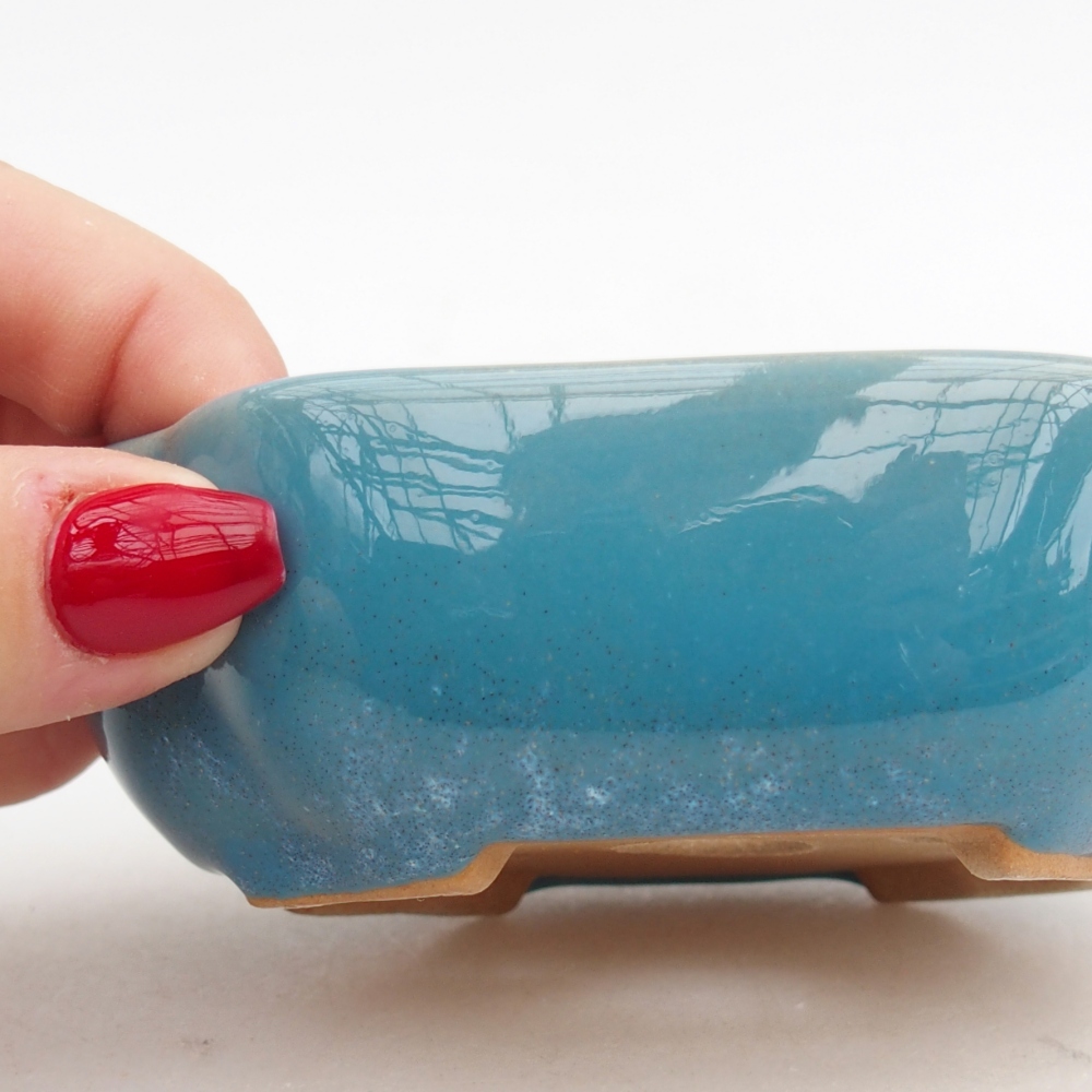 Ceramic bonsai bowl 10,5 x 9 x 3,5 cm, colour blue
