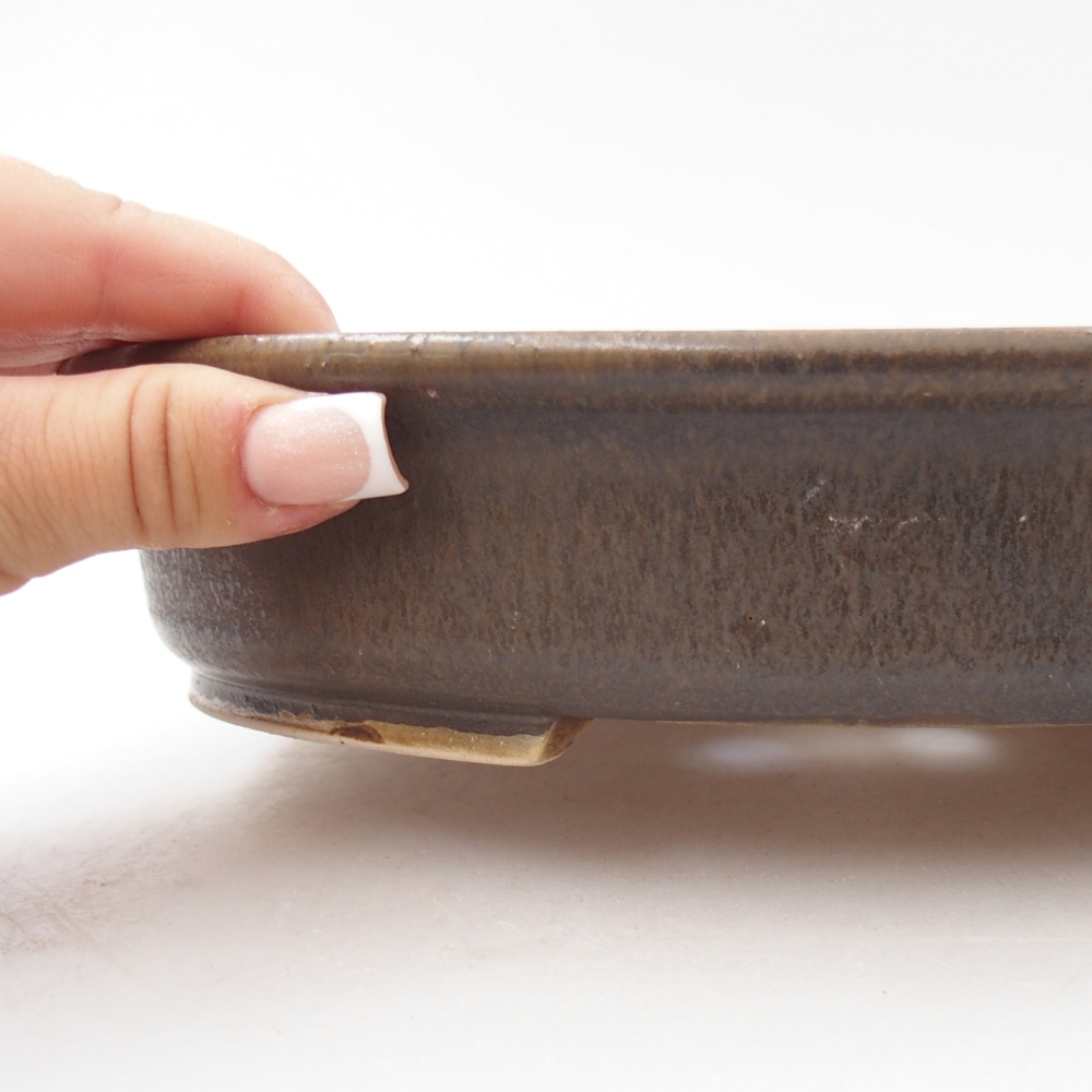 Ceramic bonsai bowl 24 x 21 x 5 cm, brown