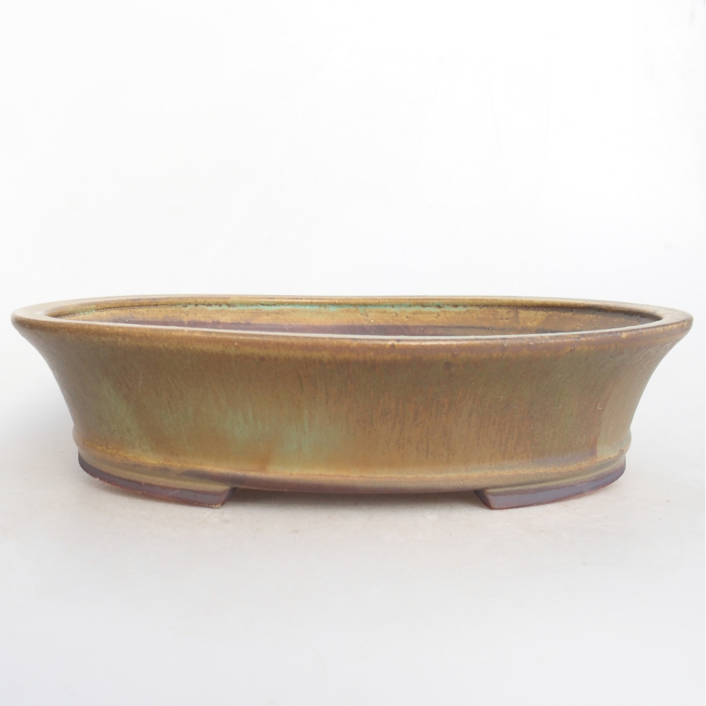 Ceramic bonsai bowl 28 x 25 x 6 cm, green