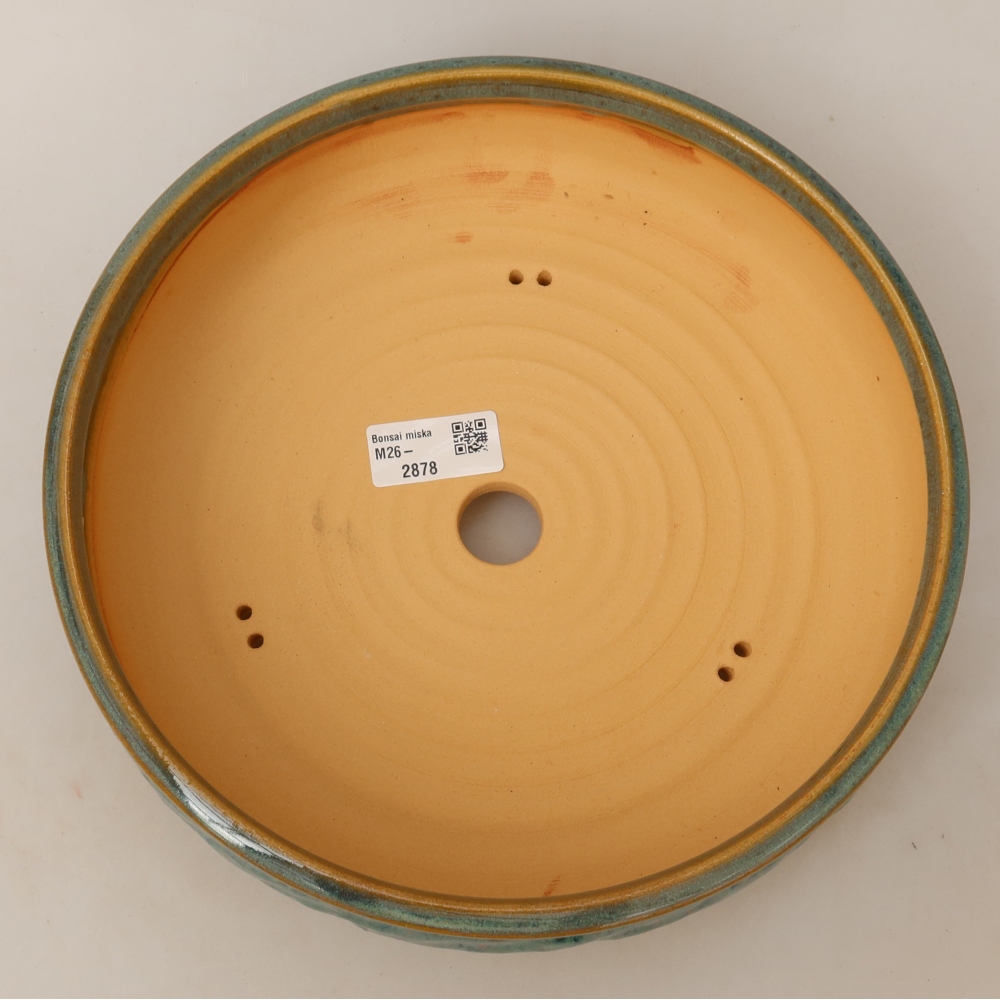 Ceramic bonsai pot, 25 x 25 x 7 cm, green