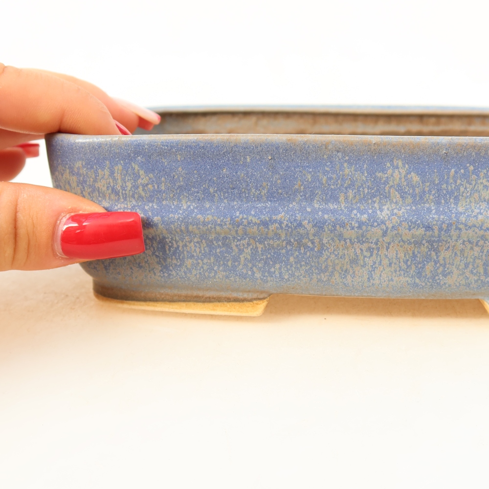 Ceramic bonsai pot, 17 x 13.5 x 4.5 cm, blue