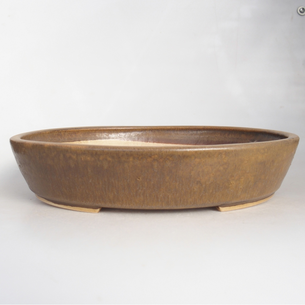 Ceramic bonsai bowl 31,5 x 27,5 x 6,5 cm, brown