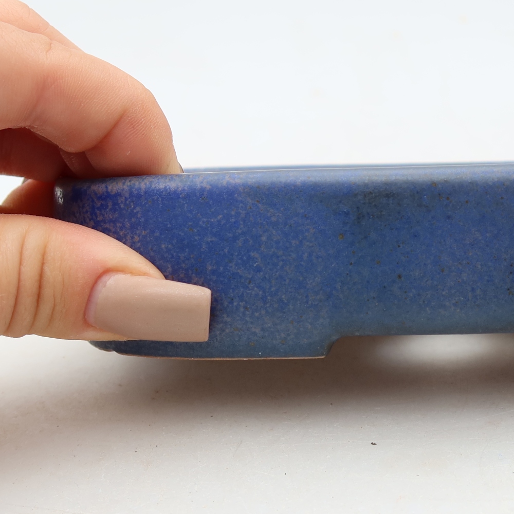 Ceramic bonsai pot, 16 x 11 x 3.5 cm, blue