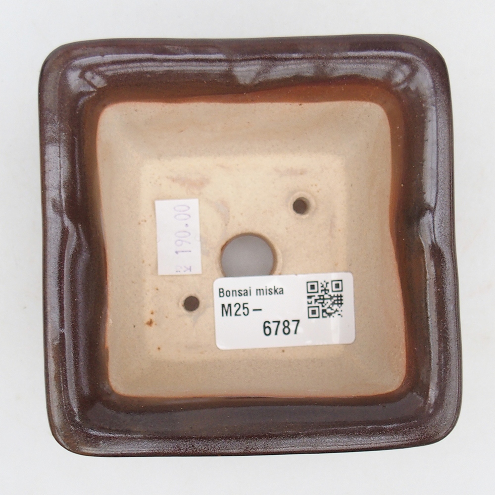 Ceramic bonsai bowl 10 x 10 x 6 cm, burgundy