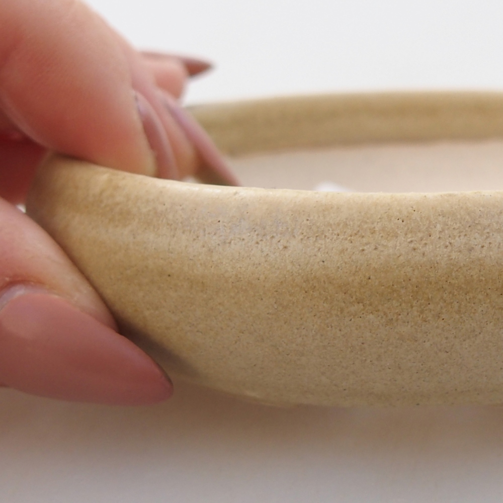 Ceramic bonsai bowl 9 x 9 x 2,5 cm, colour beige