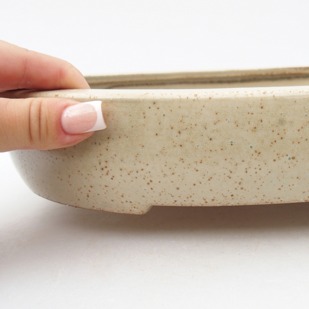 Ceramic bonsai bowl 27 x 21 x 5,5 cm, colour beige