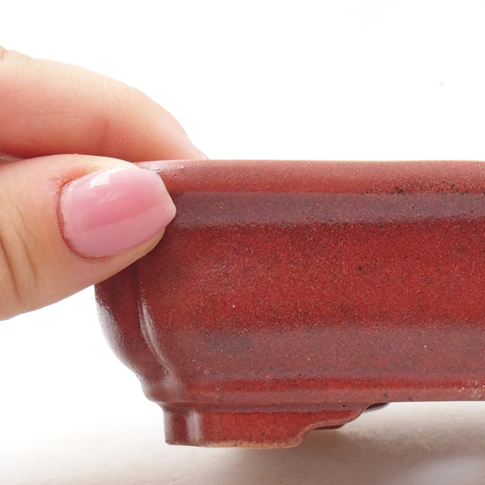Ceramic bonsai bowl 14 x 11 x 4 cm, color burgundy