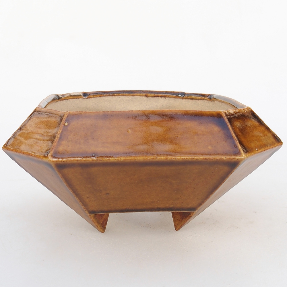 Ceramic bonsai bowl 13,5 x 13,5 x 7,5 cm, brown