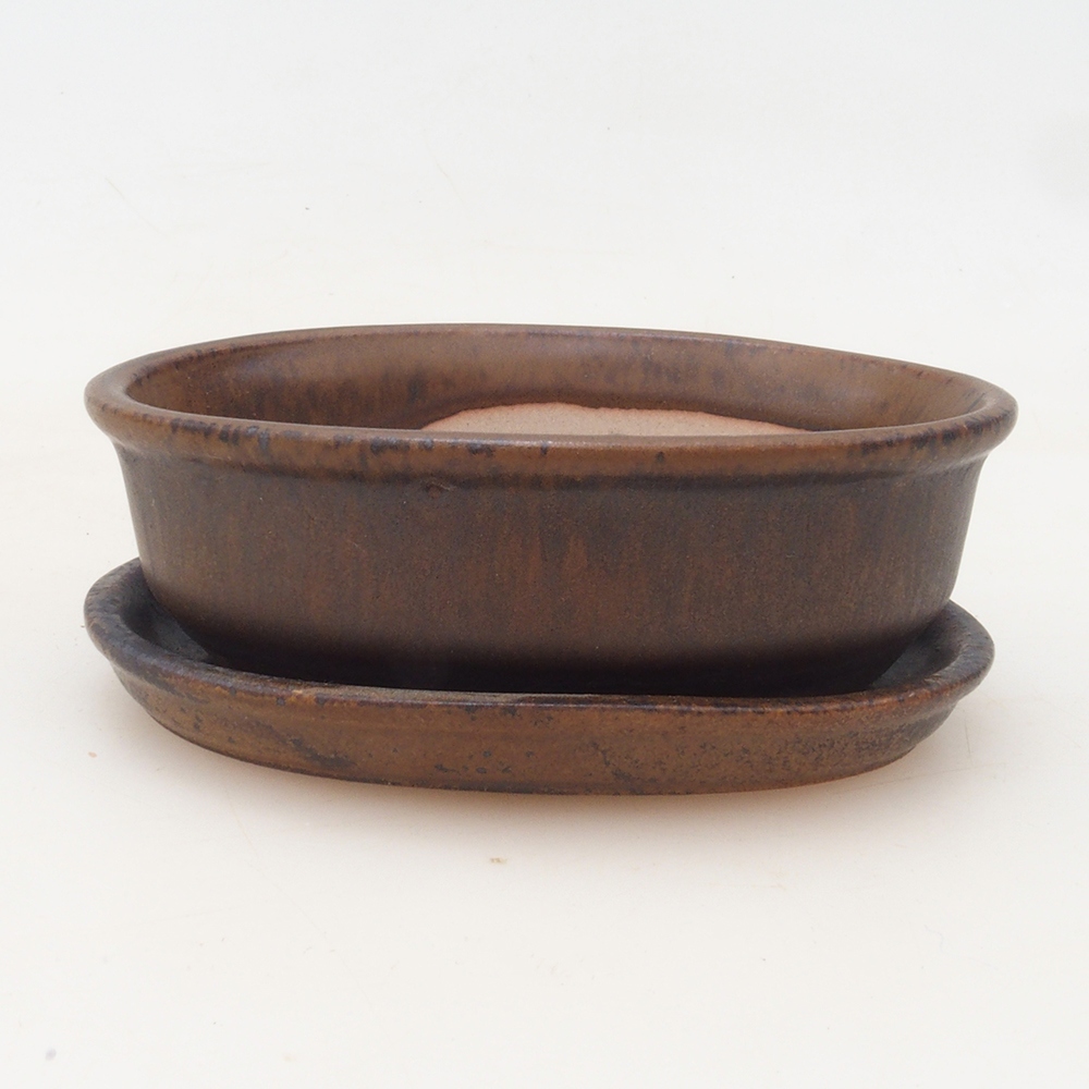 Bonsai bowl + saucer H04 - 10.5x7.5x3 cm