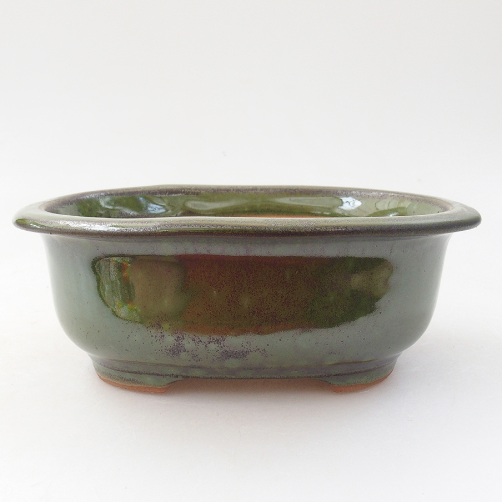 Ceramic bonsai bowl 15,5 x 12 x 5,5 cm, color green