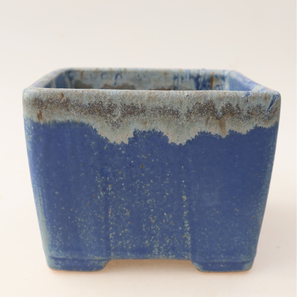 Ceramic bonsai pot, 11.5 x 11.5 x 9 cm, blue